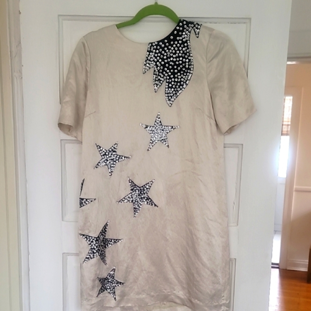 Marc by Marc Jacobs Cosmo Night Star Appliqed Ivory Mini Dress S